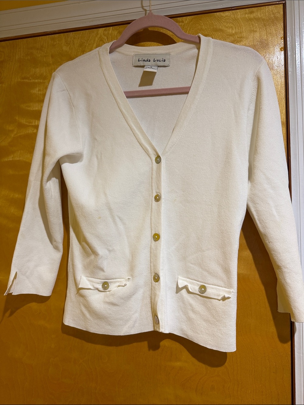 White V-Neck Button Sweater Cardigan
